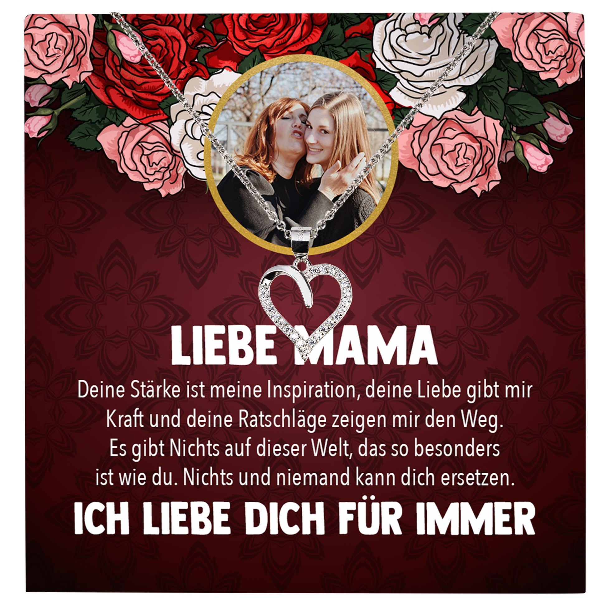 22Feels® Mama Schmuck Personalisiertes Geschenk Muttertag Geburtstag Frauen Halskette Personalisisierbar Karte Herz Collier Echt Silber Weihnachten-Schmuck mit Botschaftskarte - Herz21-22Feels