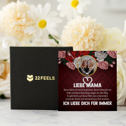 22Feels® Mama Schmuck Personalisiertes Geschenk Muttertag Geburtstag Frauen Halskette Personalisisierbar Karte Herz Collier Echt Silber Weihnachten-Schmuck mit Botschaftskarte - Herz21-22Feels
