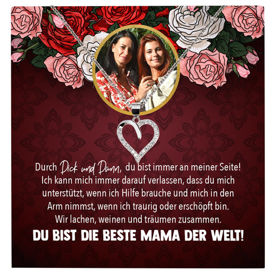22Feels® Mama Schmuck Personalisiertes Geschenk Muttertag Geburtstag Frauen Halskette Personalisisierbar Karte Herz Collier Echt Silber Weihnachten-Schmuck mit Botschaftskarte - Herz21-22Feels