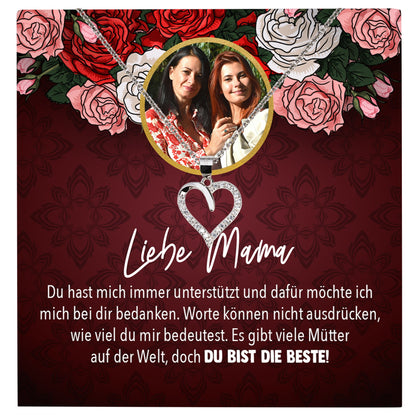 22Feels® Mama Schmuck Personalisiertes Geschenk Muttertag Geburtstag Frauen Halskette Personalisisierbar Karte Herz Collier Echt Silber Weihnachten-Schmuck mit Botschaftskarte - Herz21-22Feels