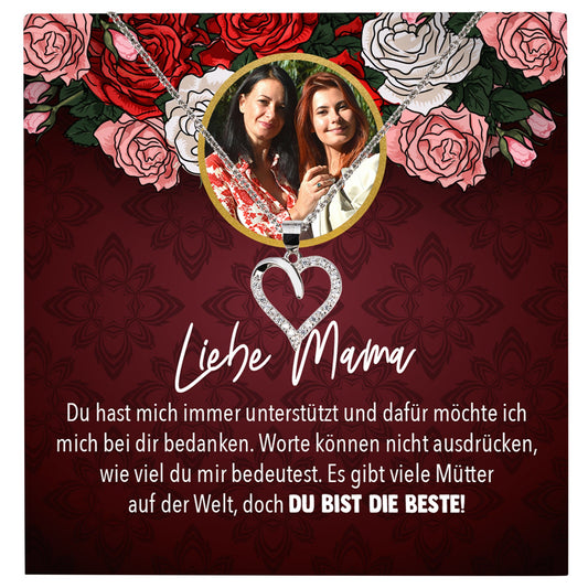 22Feels® Mama Schmuck Personalisiertes Geschenk Muttertag Geburtstag Frauen Halskette Personalisisierbar Karte Herz Collier Echt Silber Weihnachten-Schmuck mit Botschaftskarte - Herz21-22Feels