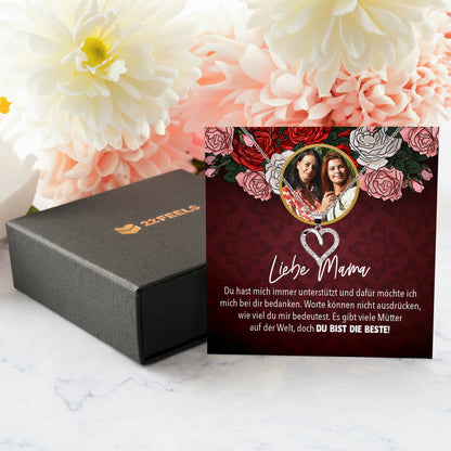 22Feels® Mama Schmuck Personalisiertes Geschenk Muttertag Geburtstag Frauen Halskette Personalisisierbar Karte Herz Collier Echt Silber Weihnachten-Schmuck mit Botschaftskarte - Herz21-22Feels