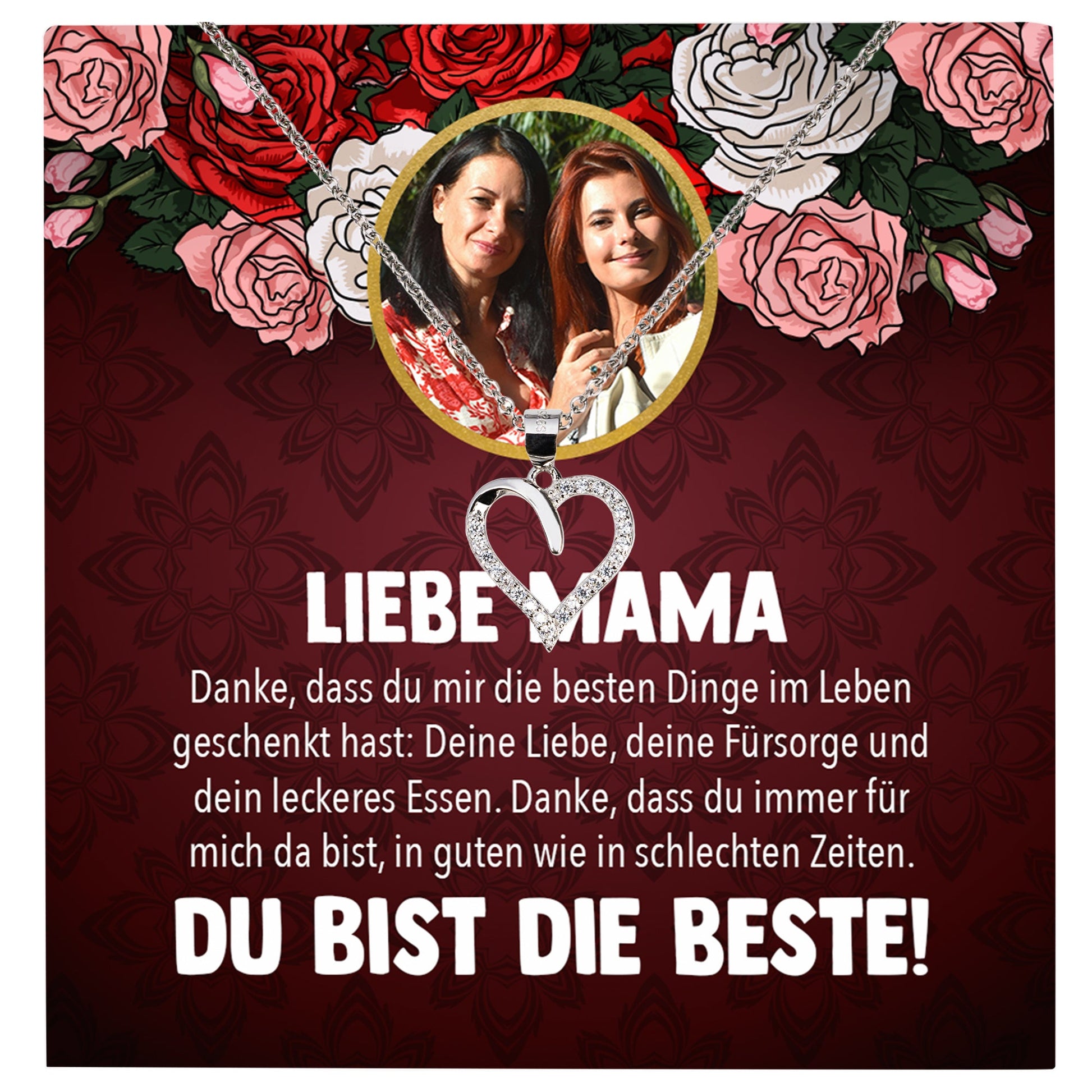 22Feels® Mama Schmuck Personalisiertes Geschenk Muttertag Geburtstag Frauen Halskette Personalisisierbar Karte Herz Collier Echt Silber Weihnachten-Schmuck mit Botschaftskarte - Herz21-22Feels