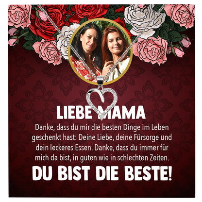 22Feels® Mama Schmuck Personalisiertes Geschenk Muttertag Geburtstag Frauen Halskette Personalisisierbar Karte Herz Collier Echt Silber Weihnachten-Schmuck mit Botschaftskarte - Herz21-22Feels