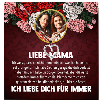 22Feels® Mama Schmuck Personalisiertes Geschenk Muttertag Geburtstag Frauen Halskette Personalisisierbar Karte Herz Collier Echt Silber Weihnachten-Schmuck mit Botschaftskarte - Herz21-22Feels
