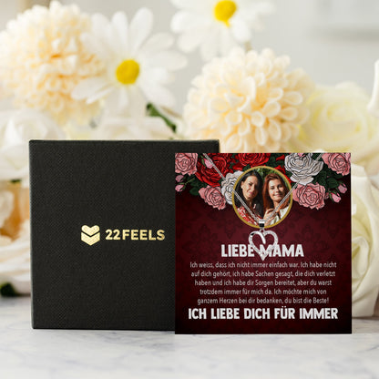22Feels® Mama Schmuck Personalisiertes Geschenk Muttertag Geburtstag Frauen Halskette Personalisisierbar Karte Herz Collier Echt Silber Weihnachten-Schmuck mit Botschaftskarte - Herz21-22Feels