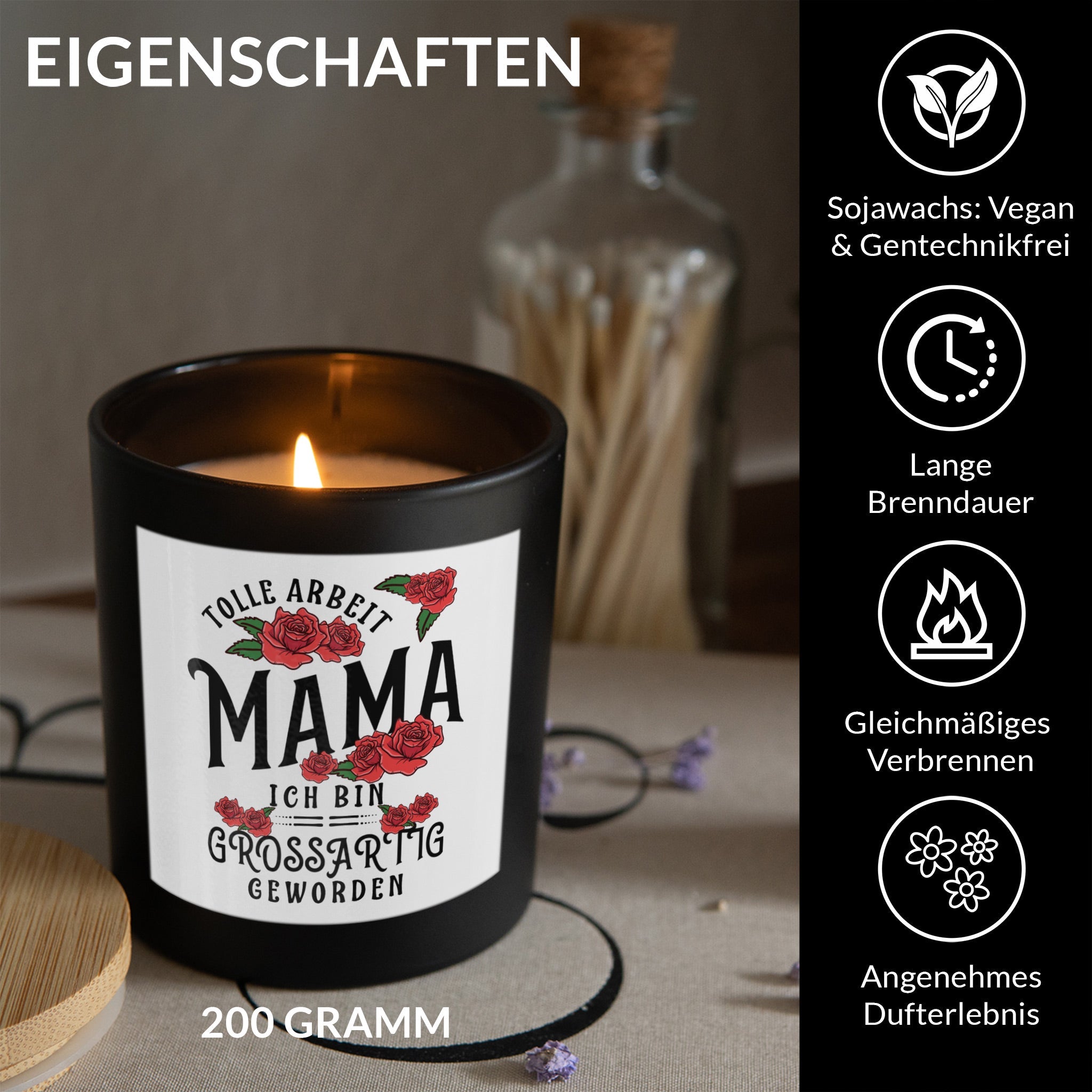 22Feels® Mama Geschenk HANDGEMACHTE Sojawachs Duft-Kerze im Glas (ZITRUS, VEGAN)-Spruchkerzen B1K1-22Feels