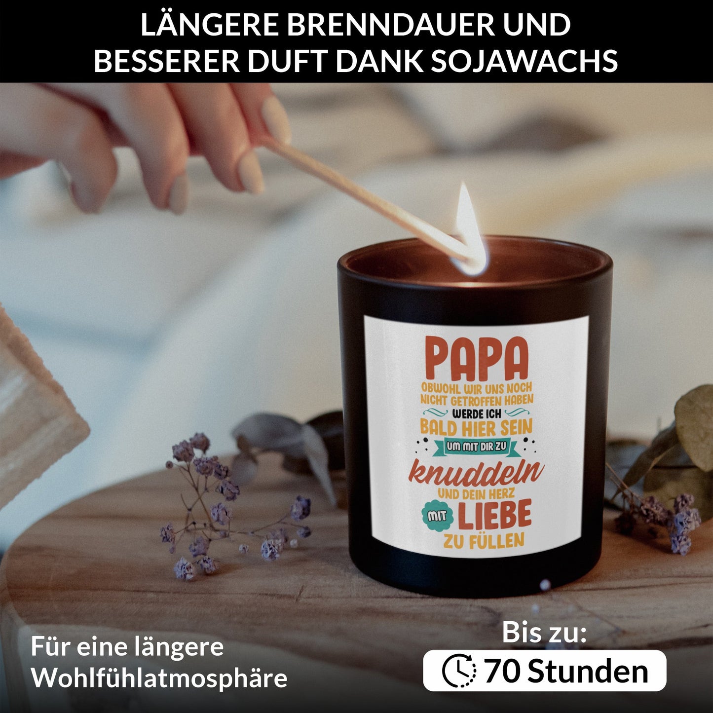 22Feels® Spruchkerze Du Wirst Papa Schwangerschaft Geschenk HANDGEMACHTE Sojawachs Duft-Kerze im Glas (ZITRUS, VEGAN)-Spruchkerzen B1K1-22Feels