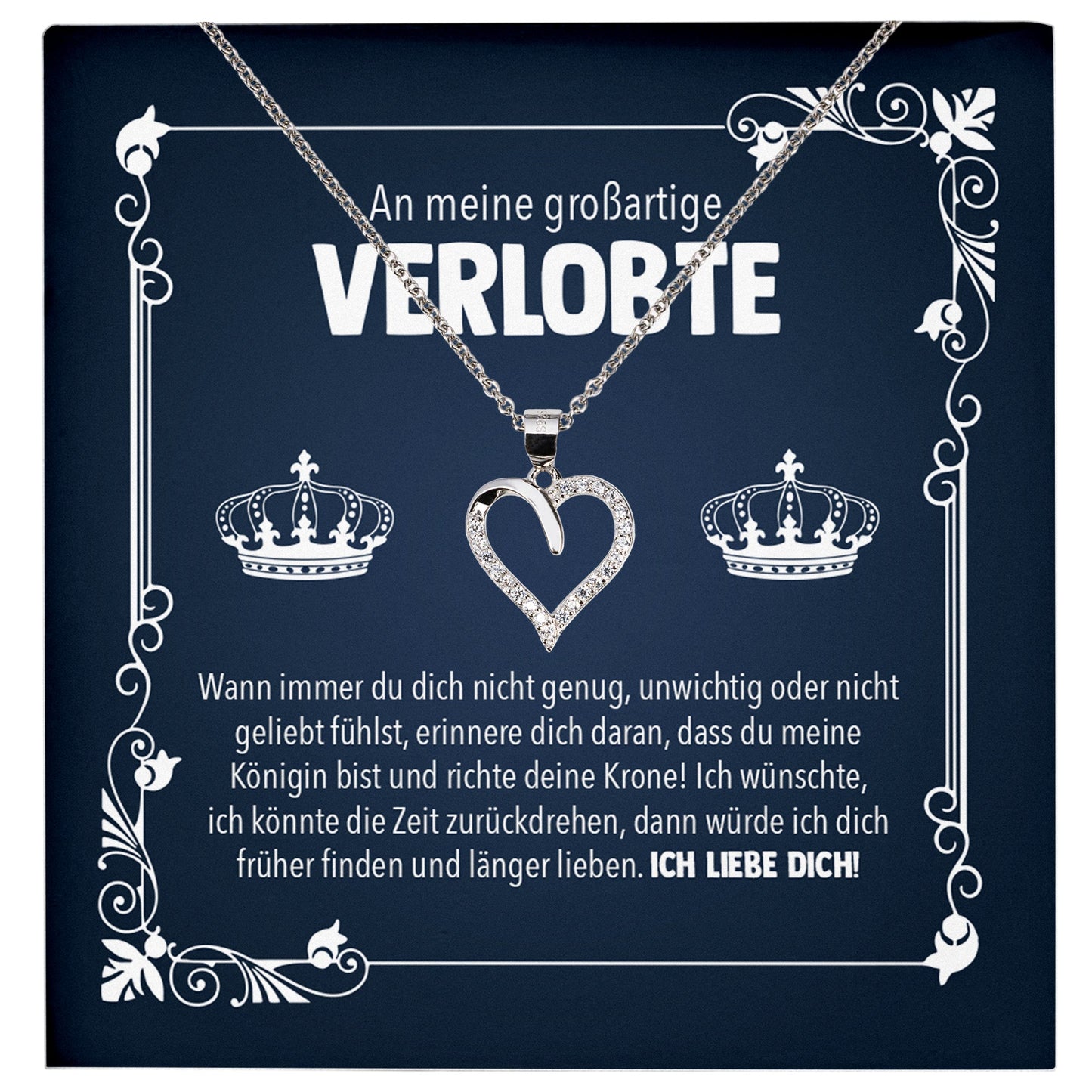 22Feels® Verlobung Geschenk Frauen Silber 925/000 Herz Halskette mit Karte Schmuck Ich Liebe Dich Großartige Verlobte Valentinstag Hochzeitsplanung Jahrestag-Schmuck mit Botschaftskarte - Herz21-22Feels