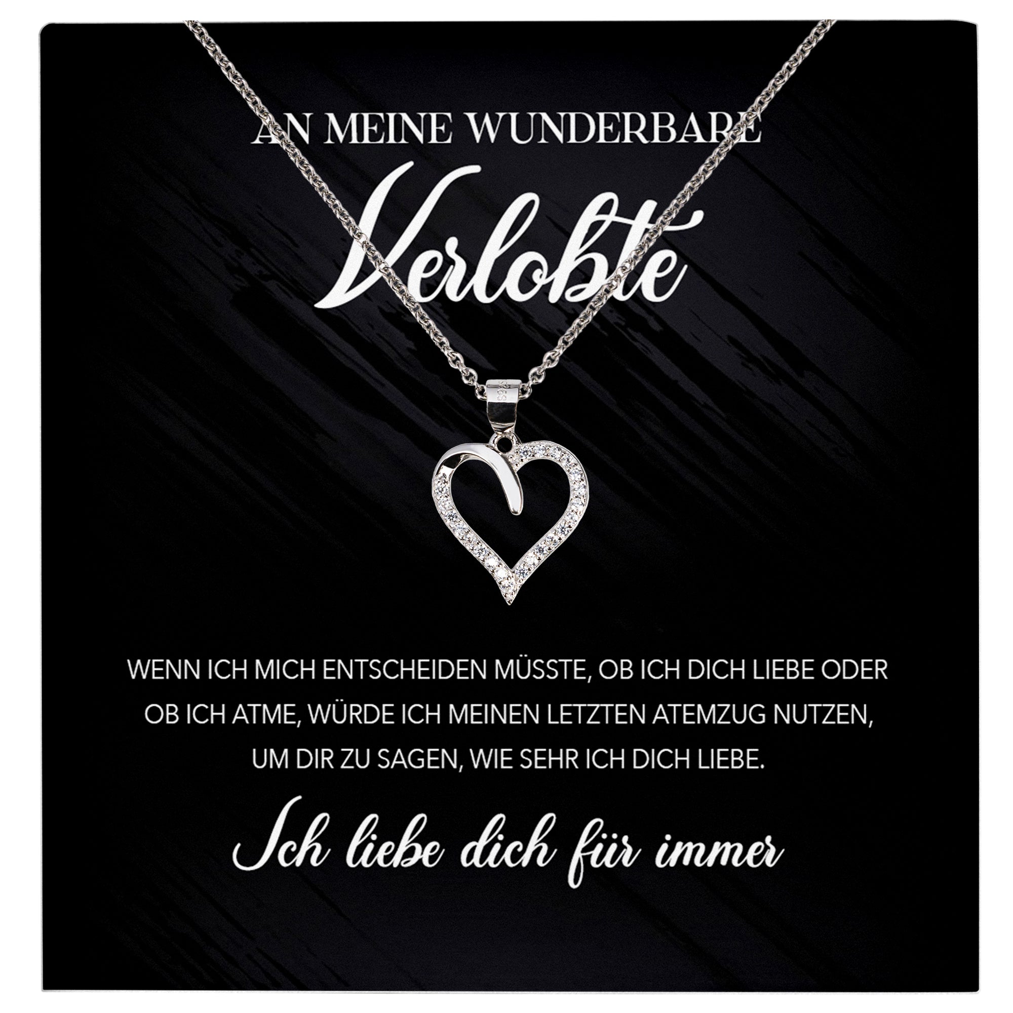 22Feels® Verlobung Geschenk Frauen Silber 925/000 Herz Halskette mit Karte Schmuck Ich Liebe Dich Wunderbare Verlobte Valentinstag Hochzeitsplanung Jahrestag-Schmuck mit Botschaftskarte - Herz21-22Feels