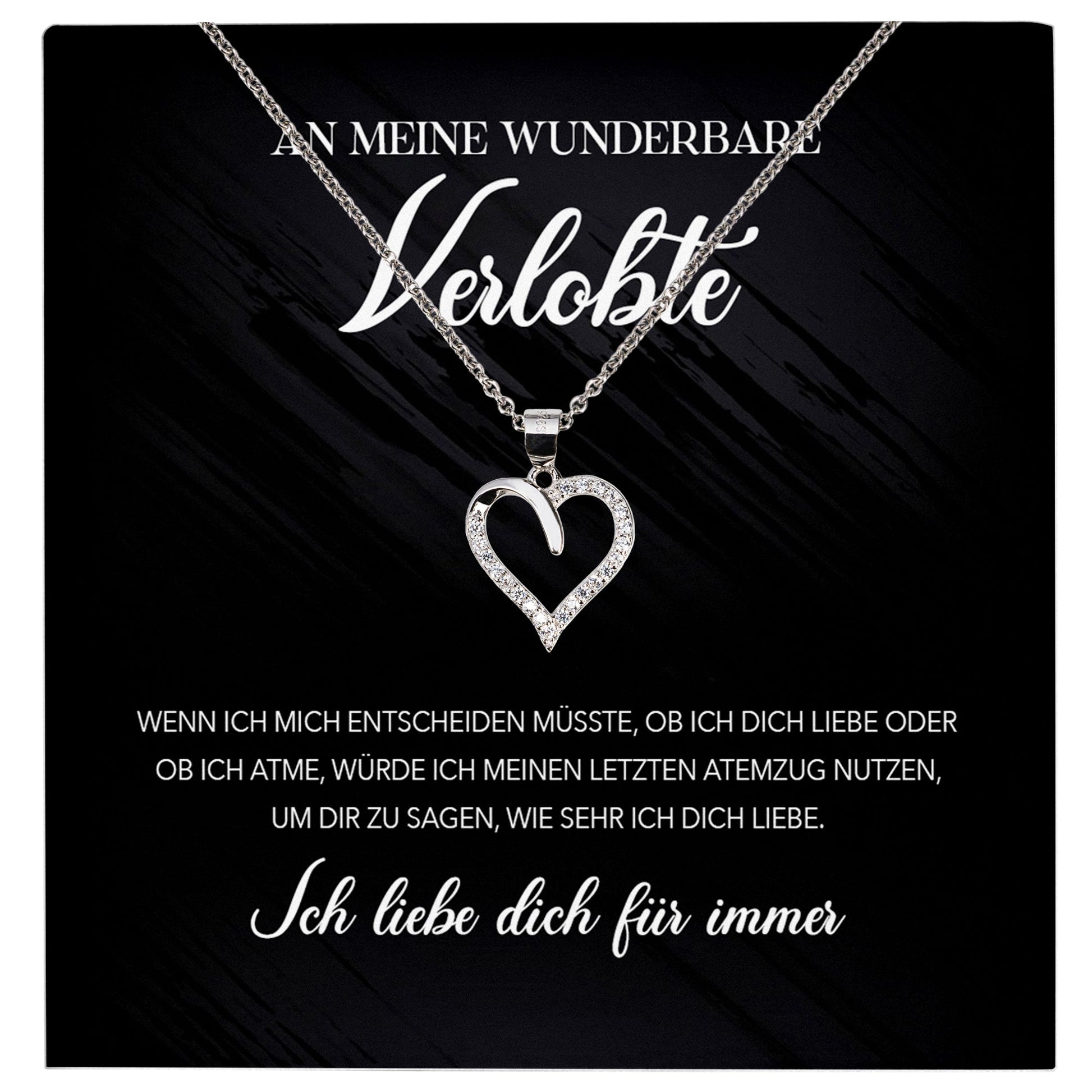 22Feels® Verlobung Geschenk Frauen Silber 925/000 Herz Halskette mit Karte Schmuck Ich Liebe Dich Wunderbare Verlobte Valentinstag Hochzeitsplanung Jahrestag-Schmuck mit Botschaftskarte - Herz21-22Feels