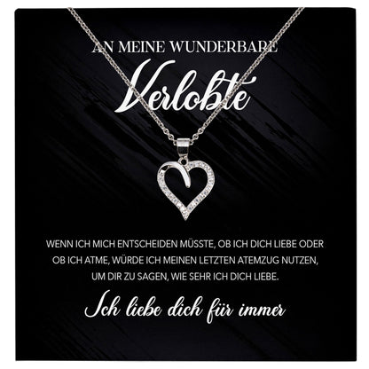 22Feels® Verlobung Geschenk Frauen Silber 925/000 Herz Halskette mit Karte Schmuck Ich Liebe Dich Wunderbare Verlobte Valentinstag Hochzeitsplanung Jahrestag-Schmuck mit Botschaftskarte - Herz21-22Feels