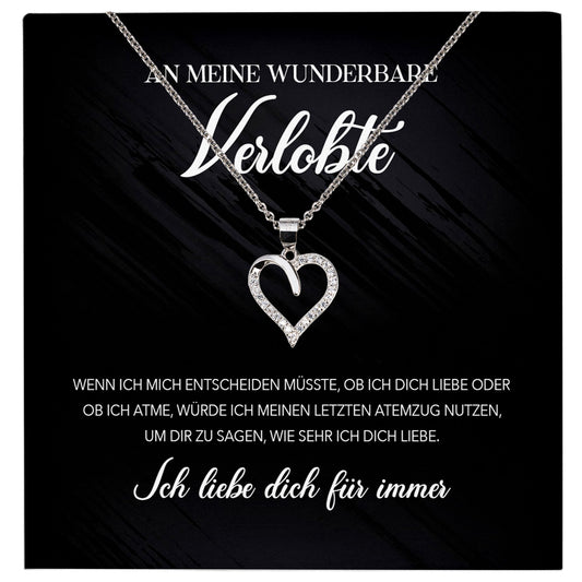 22Feels® Verlobung Geschenk Frauen Silber 925/000 Herz Halskette mit Karte Schmuck Ich Liebe Dich Wunderbare Verlobte Valentinstag Hochzeitsplanung Jahrestag-Schmuck mit Botschaftskarte - Herz21-22Feels