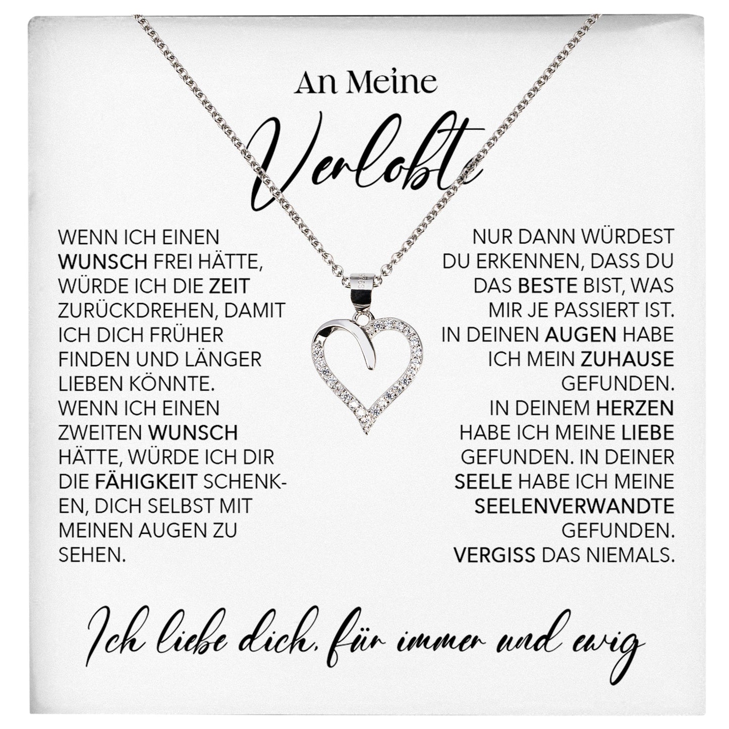 22Feels® Verlobung Geschenk Frauen Silber 925/000 Herz Halskette mit Karte Schmuck Ich Liebe Dich Verlobte Valentinstag Hochzeitsplanung Jahrestag-Schmuck mit Botschaftskarte - Herz21-22Feels