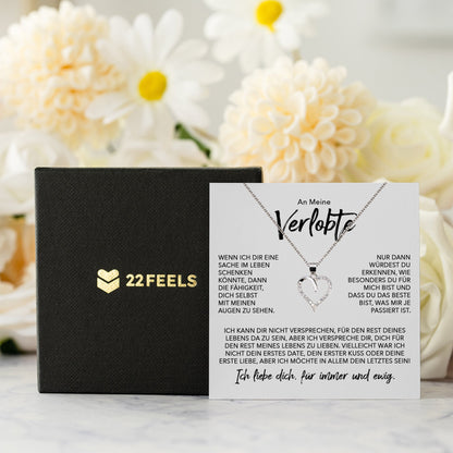 22Feels® Verlobung Geschenk Frauen Silber 925/000 Herz Halskette mit Karte Schmuck Ich Liebe Dich Verlobte Valentinstag Hochzeitsplanung Jahrestag-Schmuck mit Botschaftskarte - Herz21-22Feels