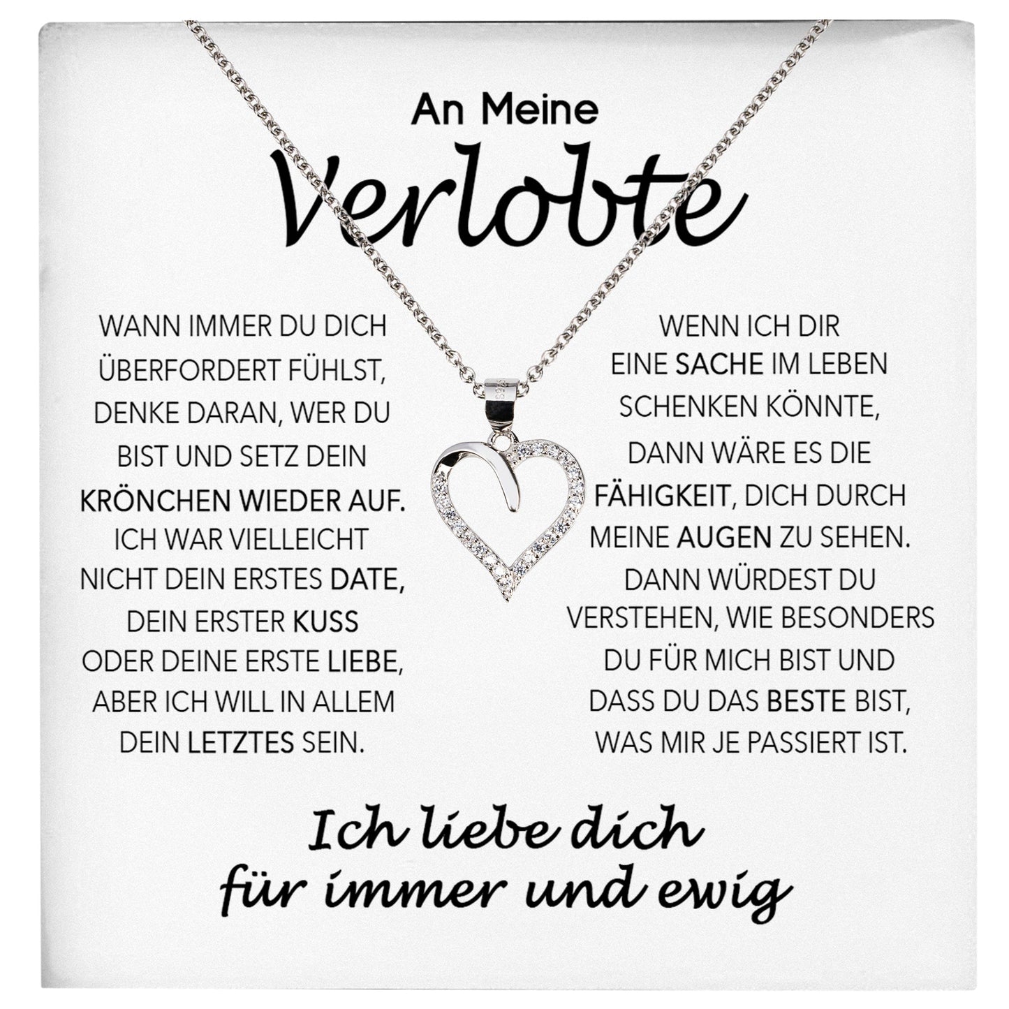 22Feels® Verlobung Geschenk Frauen Silber 925/000 Herz Halskette mit Karte Schmuck Ich Liebe Dich Verlobte Valentinstag Hochzeitsplanung Jahrestag-Schmuck mit Botschaftskarte - Herz21-22Feels
