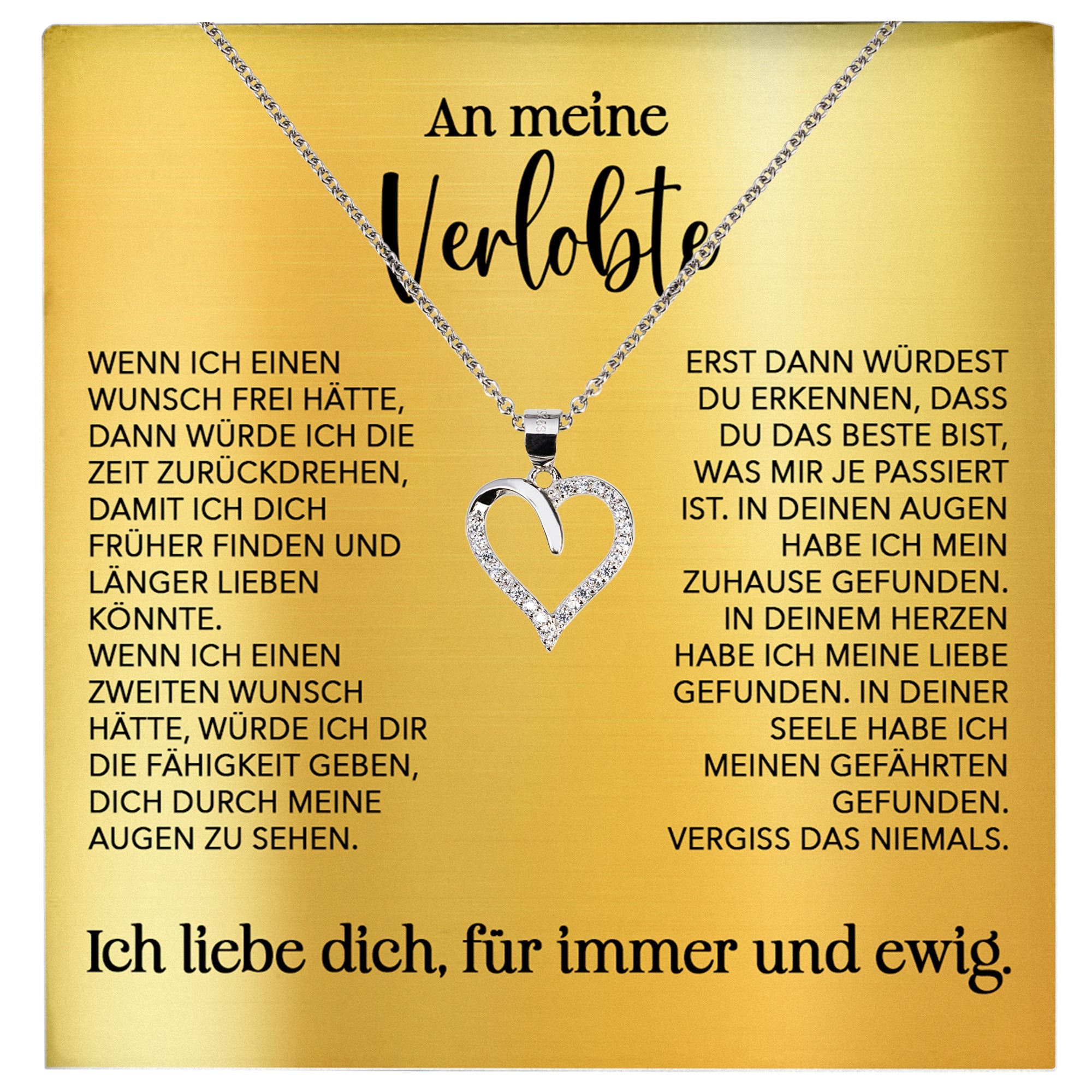 22Feels® Verlobung Geschenk Frauen Silber 925/000 Herz Halskette mit Karte Schmuck Ich Liebe Dich Verlobte Valentinstag Hochzeitsplanung Jahrestag-Schmuck mit Botschaftskarte - Herz21-22Feels