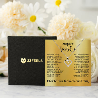 22Feels® Verlobung Geschenk Frauen Silber 925/000 Herz Halskette mit Karte Schmuck Ich Liebe Dich Verlobte Valentinstag Hochzeitsplanung Jahrestag-Schmuck mit Botschaftskarte - Herz21-22Feels
