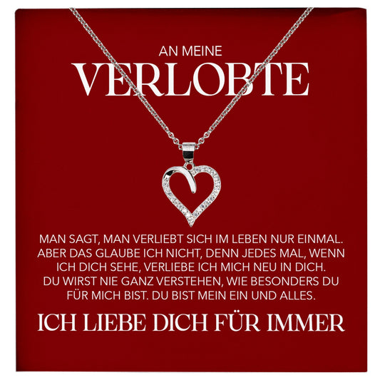 22Feels® Verlobung Geschenk Frauen Silber 925/000 Herz Halskette mit Karte Schmuck Ich Liebe Dich Verlobte Valentinstag Hochzeitsplanung Jahrestag-Schmuck mit Botschaftskarte - Herz21-22Feels