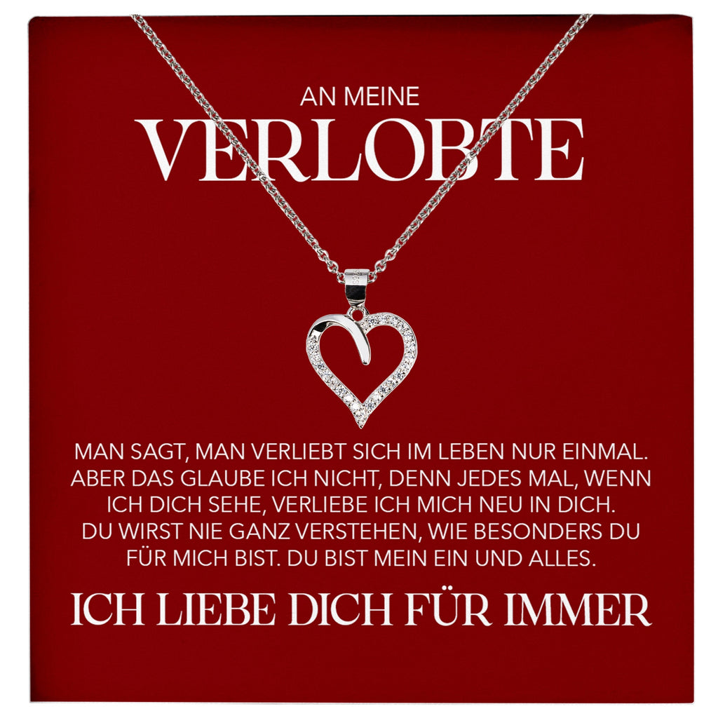 22Feels® Verlobung Geschenk Frauen Silber 925/000 Herz Halskette mit Karte Schmuck Ich Liebe Dich Verlobte Valentinstag Hochzeitsplanung Jahrestag-Schmuck mit Botschaftskarte - Herz21-22Feels