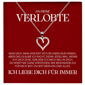 22Feels® Verlobung Geschenk Frauen Silber 925/000 Herz Halskette mit Karte Schmuck Ich Liebe Dich Verlobte Valentinstag Hochzeitsplanung Jahrestag-Schmuck mit Botschaftskarte - Herz21-22Feels