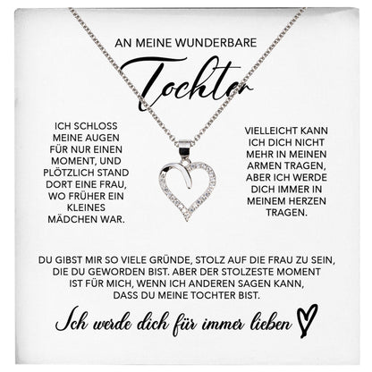 22Feels® Wunderbare Tochter Geschenk Silber 925/000 Herz Halskette mit Karte Mädchen Frauen Schmuck Geburtstag Weihnachten Firmung Konfirmation etc.-Schmuck mit Botschaftskarte - Herz21-22Feels