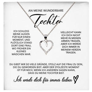 22Feels® Wunderbare Tochter Geschenk Silber 925/000 Herz Halskette mit Karte Mädchen Frauen Schmuck Geburtstag Weihnachten Firmung Konfirmation etc.-Schmuck mit Botschaftskarte - Herz21-22Feels