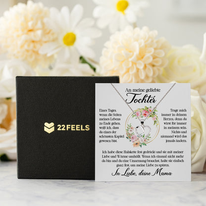 22Feels® Geliebte Tochter Geschenk von Mama Silber 925/000 Herz Halskette mit Karte Mädchen Frauen Schmuck Geburtstag Weihnachten Firmung Konfirmation etc.-Schmuck mit Botschaftskarte - Herz21-22Feels