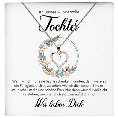 22Feels® Unsere Tochter Geschenk Silber 925/000 Herz Halskette mit Karte Mädchen Frauen Schmuck Geburtstag Weihnachten Firmung Konfirmation etc.-Schmuck mit Botschaftskarte - Herz21-22Feels