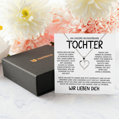 22Feels® Tochter Geschenk Silber 925/000 Herz Halskette mit Karte Mädchen Frauen Schmuck Geburtstag Weihnachten Firmung Konfirmation etc.-Schmuck mit Botschaftskarte - Herz21-22Feels