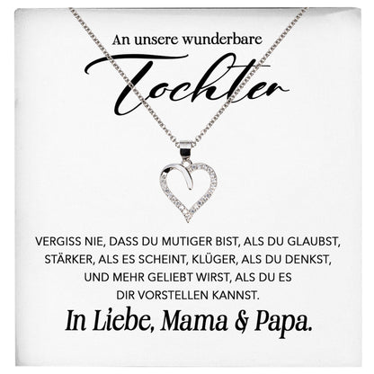 22Feels® Unsere Tochter Geschenk Silber 925/000 Herz Halskette mit Karte Mädchen Frauen Schmuck Geburtstag Weihnachten Firmung Konfirmation etc.-Schmuck mit Botschaftskarte - Herz21-22Feels