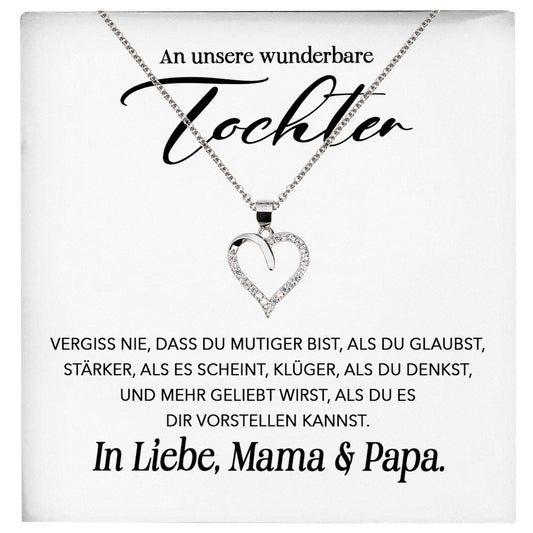22Feels® Unsere Tochter Geschenk Silber 925/000 Herz Halskette mit Karte Mädchen Frauen Schmuck Geburtstag Weihnachten Firmung Konfirmation etc.-Schmuck mit Botschaftskarte - Herz21-22Feels