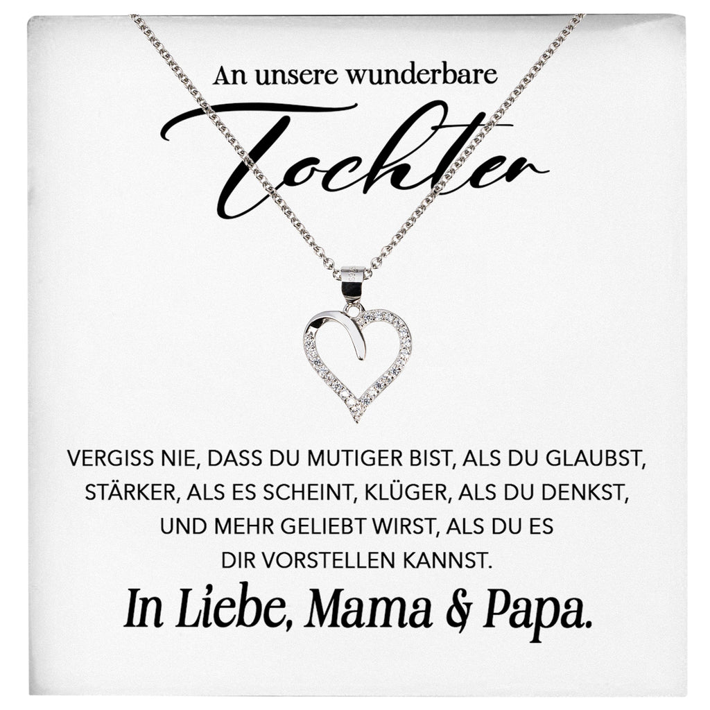 22Feels® Unsere Tochter Geschenk Silber 925/000 Herz Halskette mit Karte Mädchen Frauen Schmuck Geburtstag Weihnachten Firmung Konfirmation etc.-Schmuck mit Botschaftskarte - Herz21-22Feels