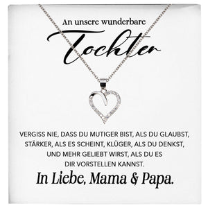 22Feels® Unsere Tochter Geschenk Silber 925/000 Herz Halskette mit Karte Mädchen Frauen Schmuck Geburtstag Weihnachten Firmung Konfirmation etc.-Schmuck mit Botschaftskarte - Herz21-22Feels