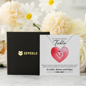 22Feels® Unsere Tochter Geschenk Silber 925/000 Herz Halskette mit Karte Mädchen Frauen Schmuck Geburtstag Weihnachten Firmung Konfirmation etc.-Schmuck mit Botschaftskarte - Herz21-22Feels