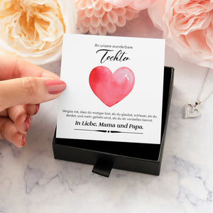 22Feels® Unsere Tochter Geschenk Silber 925/000 Herz Halskette mit Karte Mädchen Frauen Schmuck Geburtstag Weihnachten Firmung Konfirmation etc.-Schmuck mit Botschaftskarte - Herz21-22Feels