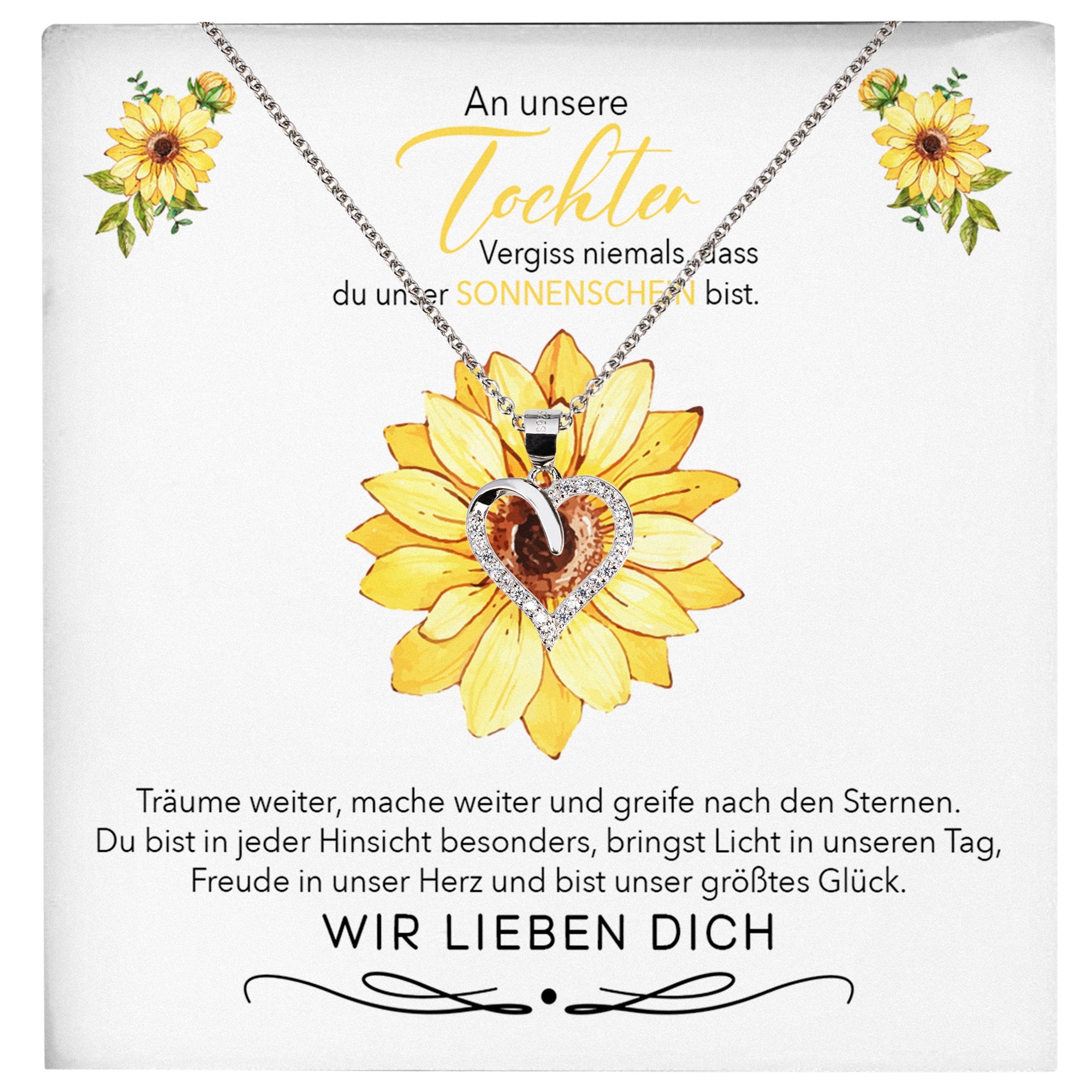 22Feels® Unsere Tochter Geschenk Silber 925/000 Herz Halskette mit Karte Mädchen Frauen Schmuck Geburtstag Weihnachten Firmung Konfirmation etc.-Schmuck mit Botschaftskarte - Herz21-22Feels