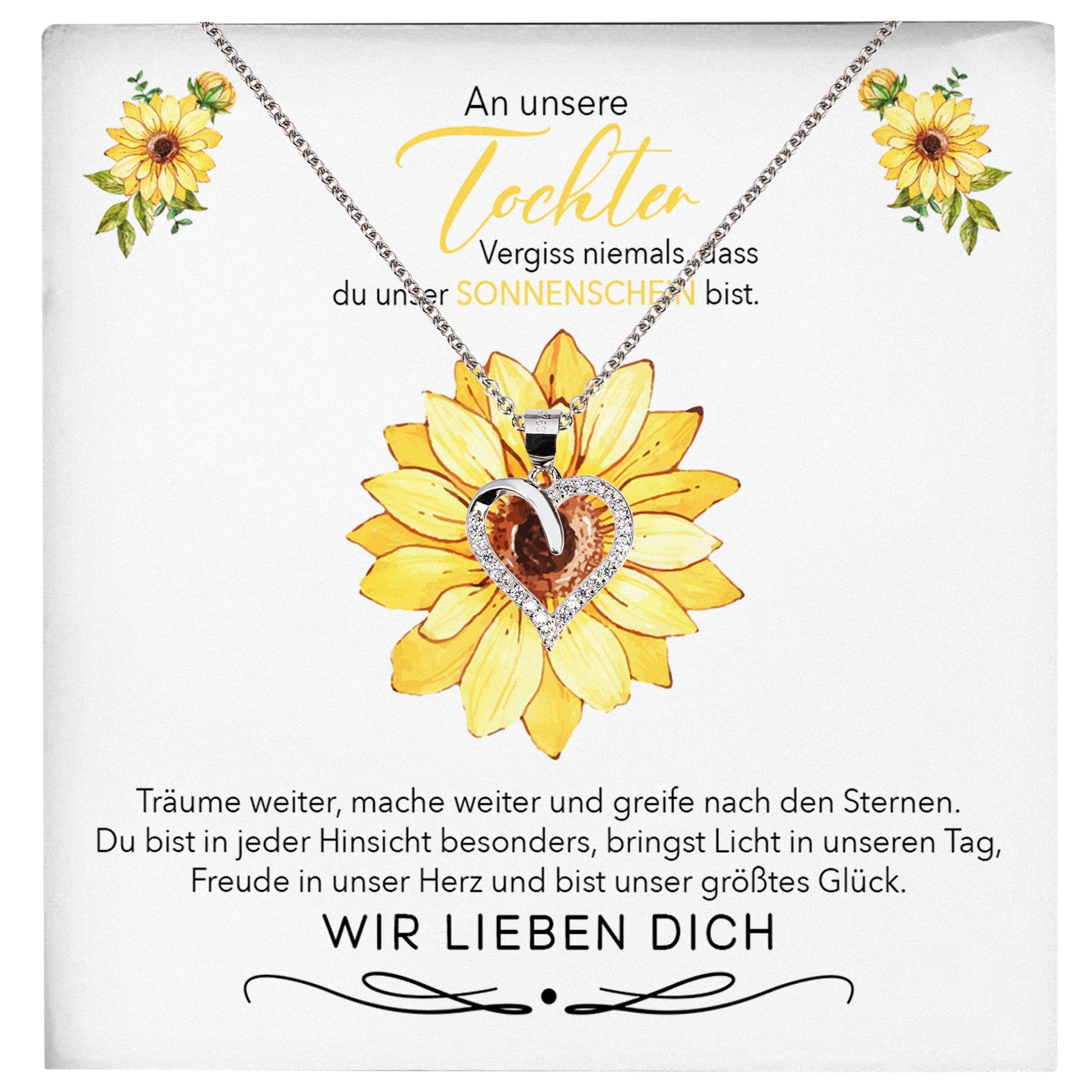 22Feels® Unsere Tochter Geschenk Silber 925/000 Herz Halskette mit Karte Mädchen Frauen Schmuck Geburtstag Weihnachten Firmung Konfirmation etc.-Schmuck mit Botschaftskarte - Herz21-22Feels