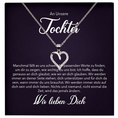 22Feels® Unsere Tochter Geschenk Silber 925/000 Herz Halskette mit Karte Mädchen Frauen Schmuck Geburtstag Weihnachten Firmung Konfirmation etc.-Schmuck mit Botschaftskarte - Herz21-22Feels