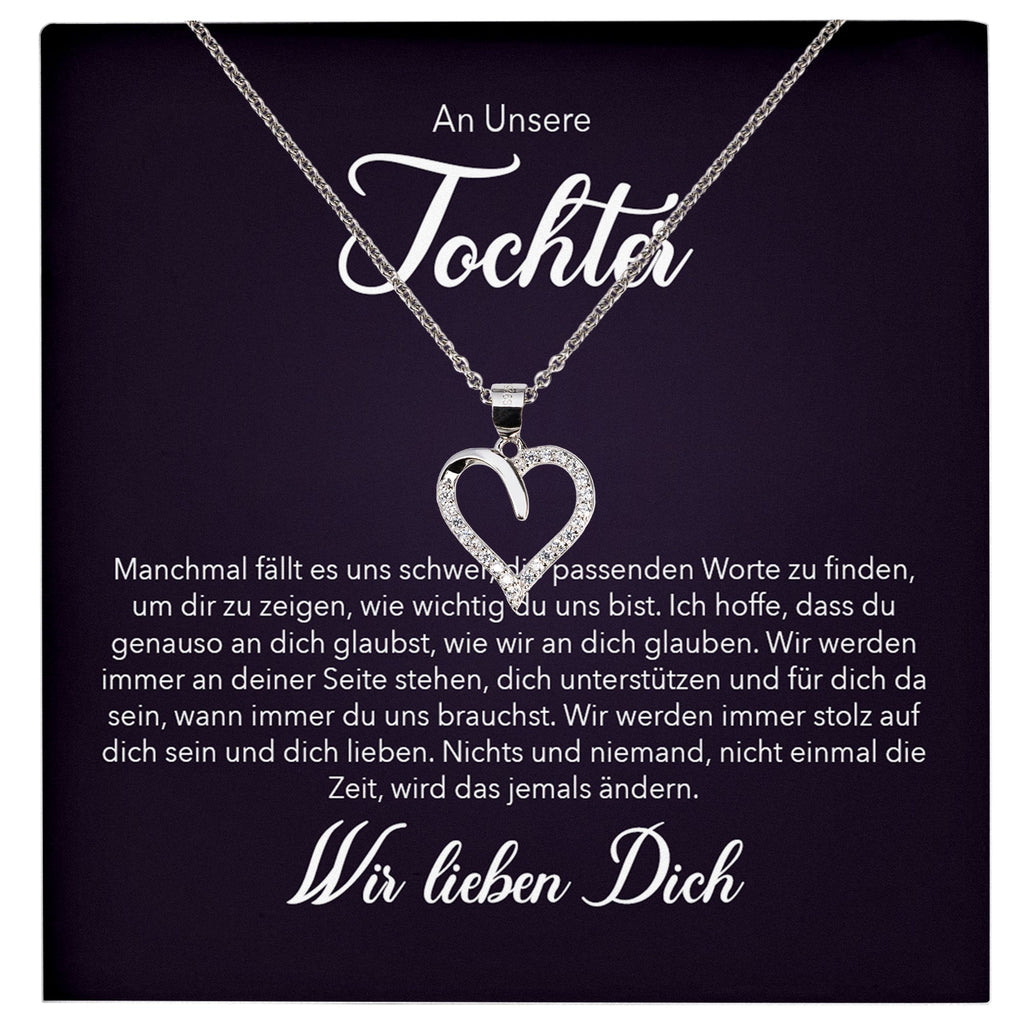 22Feels® Unsere Tochter Geschenk Silber 925/000 Herz Halskette mit Karte Mädchen Frauen Schmuck Geburtstag Weihnachten Firmung Konfirmation etc.-Schmuck mit Botschaftskarte - Herz21-22Feels