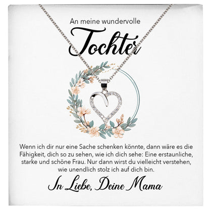 22Feels® Wundervolle Tochter Geschenk von Mama Silber 925/000 Herz Halskette mit Karte Mädchen Frauen Schmuck Geburtstag Weihnachten Firmung Konfirmation etc.-Schmuck mit Botschaftskarte - Herz21-22Feels