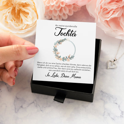 22Feels® Wundervolle Tochter Geschenk von Mama Silber 925/000 Herz Halskette mit Karte Mädchen Frauen Schmuck Geburtstag Weihnachten Firmung Konfirmation etc.-Schmuck mit Botschaftskarte - Herz21-22Feels