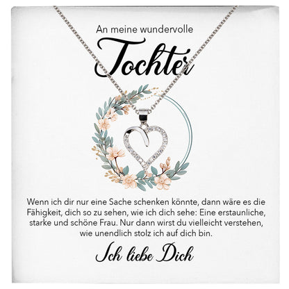22Feels® Wundervolle Tochter Geschenk Silber 925/000 Herz Halskette mit Karte Mädchen Frauen Schmuck Geburtstag Weihnachten Firmung Konfirmation etc.-Schmuck mit Botschaftskarte - Herz21-22Feels