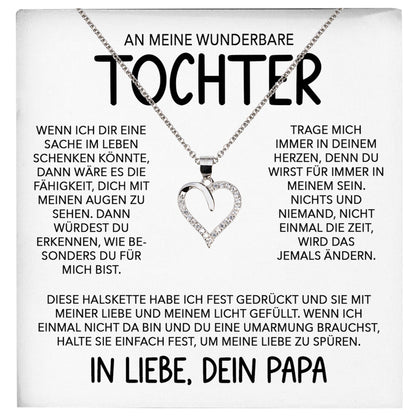 22Feels® Wunderbare Tochter Geschenk von Papa Silber 925/000 Herz Halskette mit Karte Mädchen Frauen Schmuck Geburtstag Weihnachten Firmung Konfirmation etc.-Schmuck mit Botschaftskarte - Herz21-22Feels