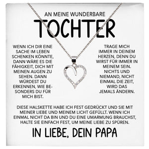 22Feels® Wunderbare Tochter Geschenk von Papa Silber 925/000 Herz Halskette mit Karte Mädchen Frauen Schmuck Geburtstag Weihnachten Firmung Konfirmation etc.-Schmuck mit Botschaftskarte - Herz21-22Feels