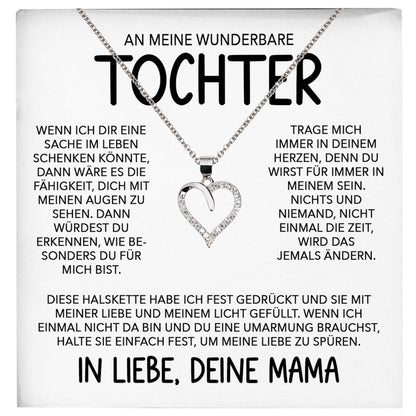 22Feels® Wunderbare Tochter Geschenk von Mama Silber 925/000 Herz Halskette mit Karte Mädchen Frauen Schmuck Geburtstag Weihnachten Firmung Konfirmation etc.-Schmuck mit Botschaftskarte - Herz21-22Feels