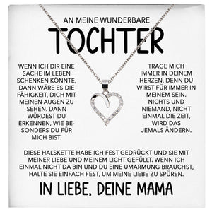 22Feels® Wunderbare Tochter Geschenk von Mama Silber 925/000 Herz Halskette mit Karte Mädchen Frauen Schmuck Geburtstag Weihnachten Firmung Konfirmation etc.-Schmuck mit Botschaftskarte - Herz21-22Feels