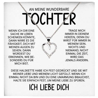 22Feels® Wunderbare Tochter Geschenk Silber 925/000 Herz Halskette mit Karte Mädchen Frauen Schmuck Geburtstag Weihnachten Firmung Konfirmation etc.-Schmuck mit Botschaftskarte - Herz21-22Feels