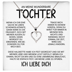 22Feels® Wunderbare Tochter Geschenk Silber 925/000 Herz Halskette mit Karte Mädchen Frauen Schmuck Geburtstag Weihnachten Firmung Konfirmation etc.-Schmuck mit Botschaftskarte - Herz21-22Feels