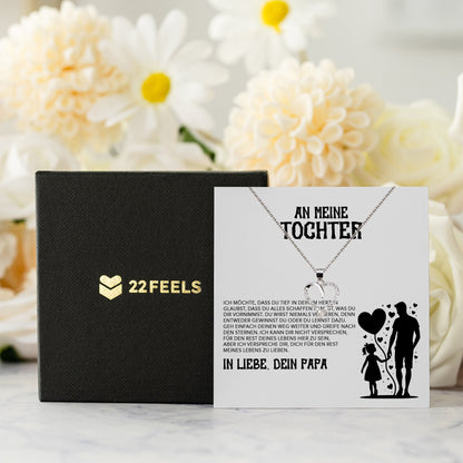 22Feels® Tochter Geschenk von Papa Silber 925/000 Herz Halskette mit Karte Mädchen Frauen Schmuck Geburtstag Weihnachten Firmung Konfirmation etc.-Schmuck mit Botschaftskarte - Herz21-22Feels